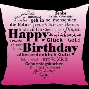 Pink Heart Happy Birthday Accent Throw Pillow